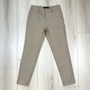 Zara Basic Women's Pants Size 2 Brown Beige‎ Micro Houndstooth Stretch Trousers